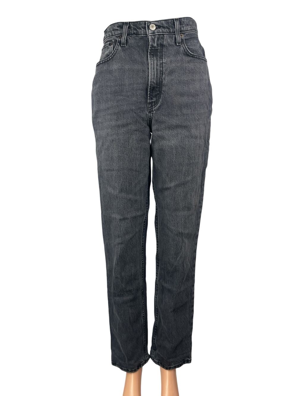 Abercrombie & Fitch 90's Straight Black Ultra High Rise Denim Jeans Pants Sz 26